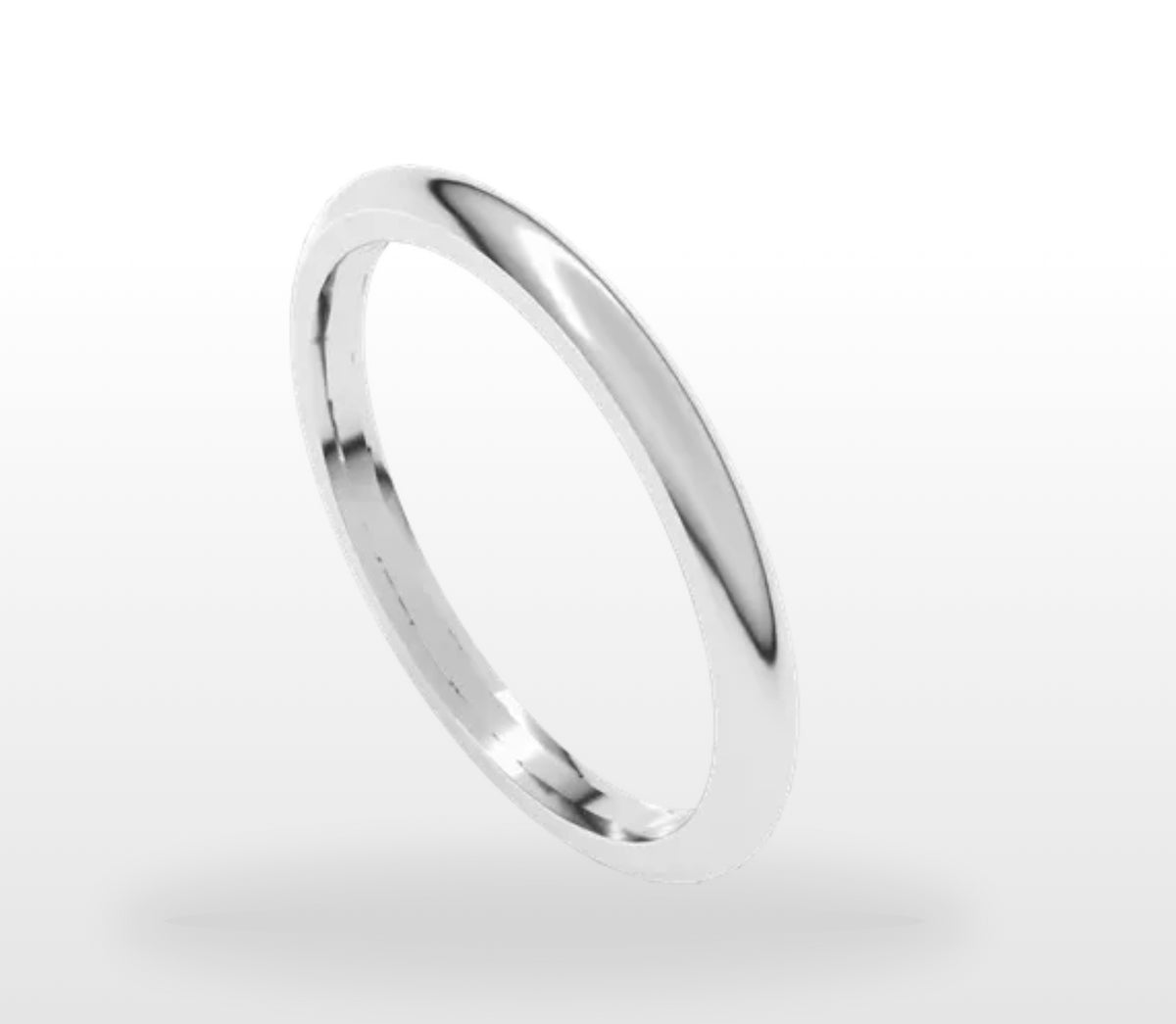 White Gold 2 mm Domed Comfort Fit Wedding Band