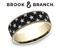 Brook and Branch Yellow Gold and Black Titanium Comfort Fit Star Black Center Thin Milgrain Edge Wedding Band