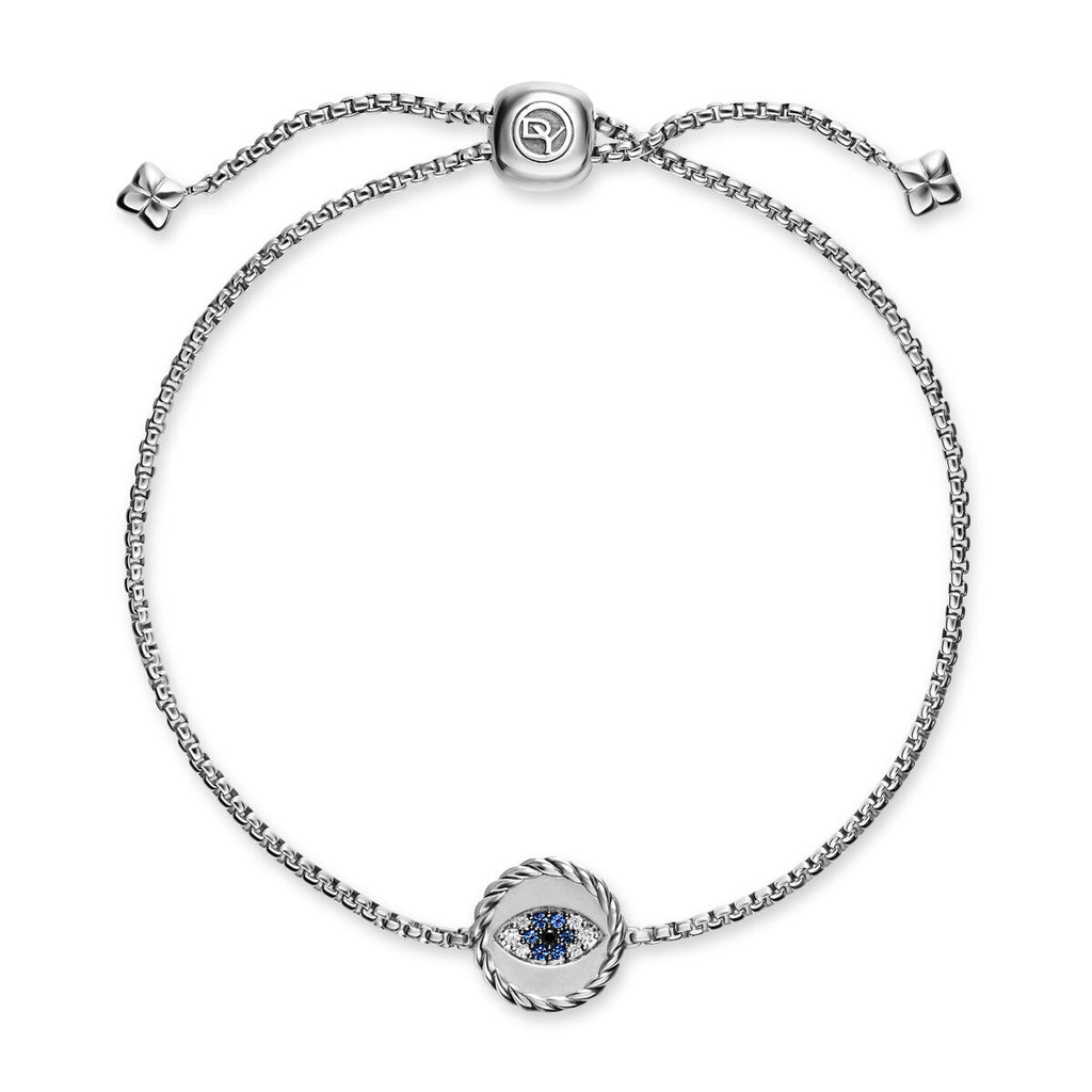 David Yurman Sterling Silver Evil Eye Adjustable Bracelet