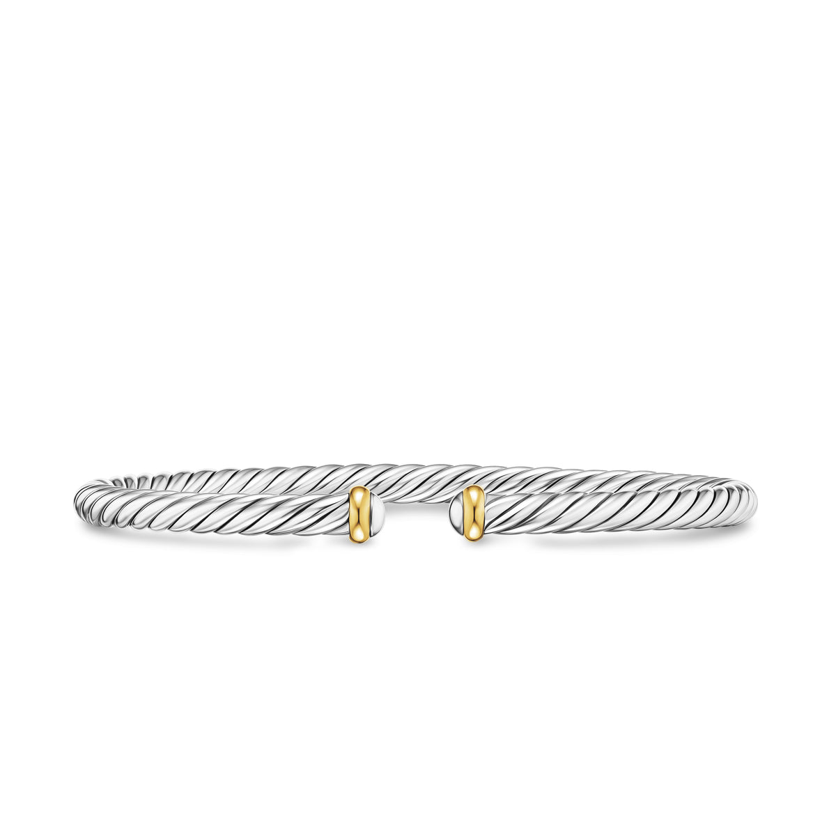 David Yurman Sterling Silver and Yellow Gold Cable Flex Bracelet