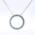 Estate Yellow Gold Sapphire Circle Pendant Necklace