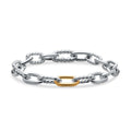 David Yurman Sterling Silver and Yellow Gold 8.5 mm Madison Chain Bracelet