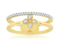 Yellow Gold Clover Diamond Two Row Ring