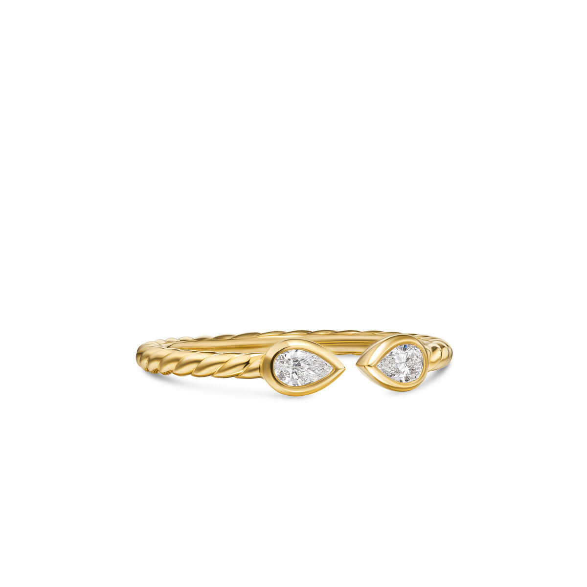 David Yurman Yellow Gold Petite Modern Renaissance Pear Diamond Open Ring