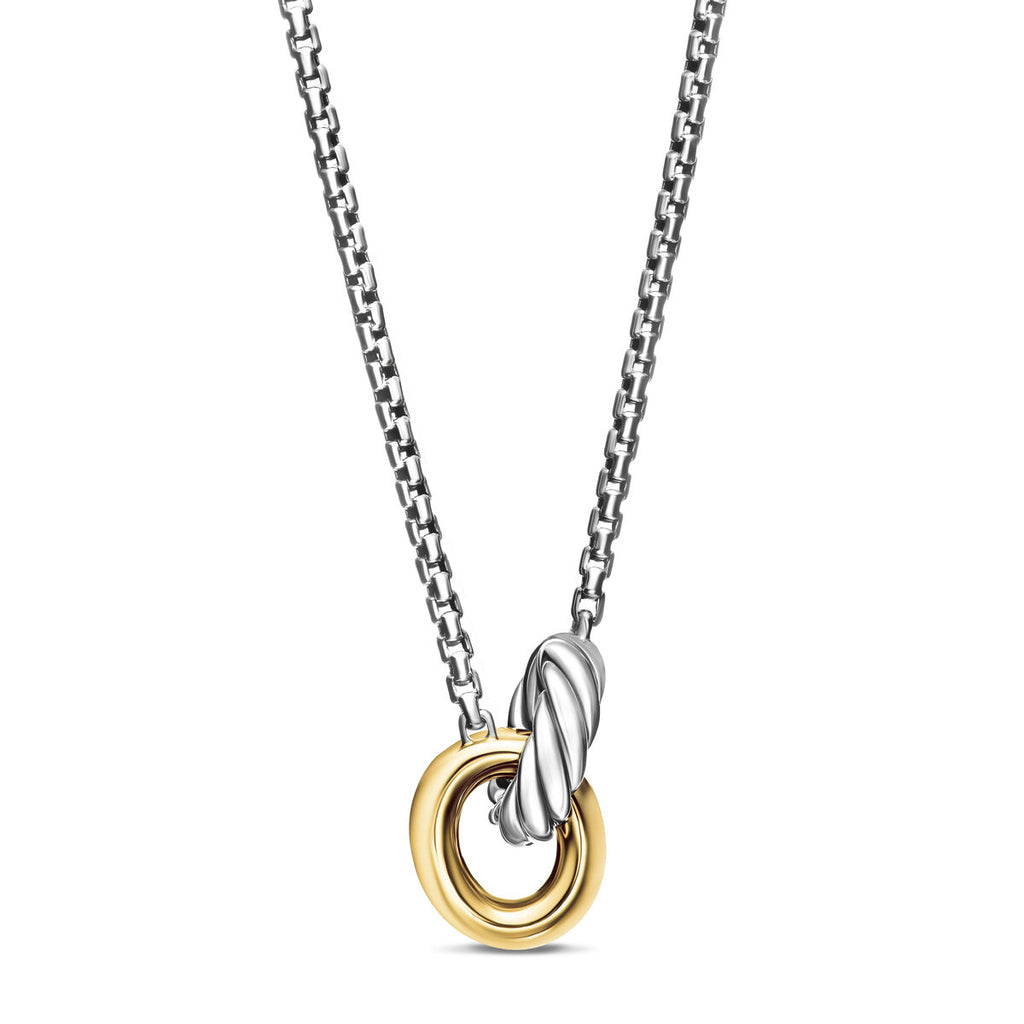 David Yurman Sterling Silver and Yellow Gold Cable Linked Necklace