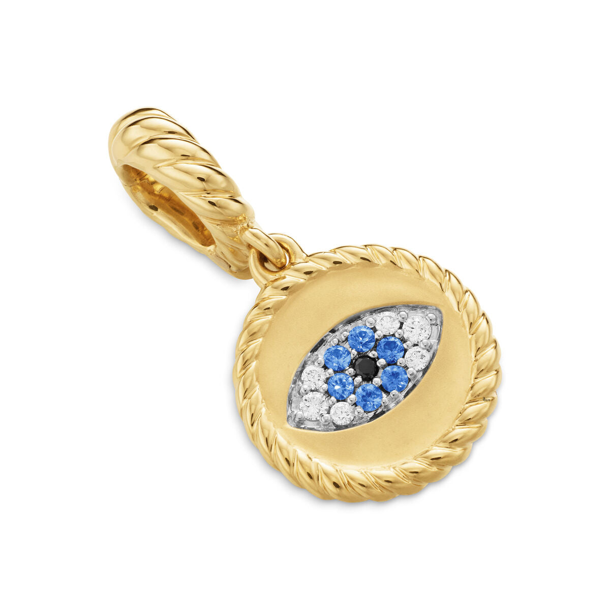 David Yurman Gold Evil Eye Sapphire and Diamond Charm