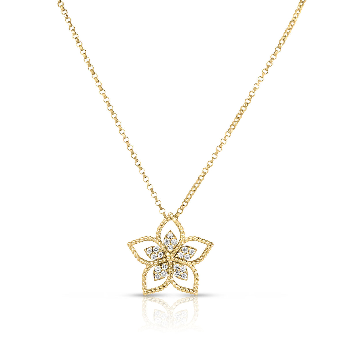 Roberto Coin Yellow Gold Flower Diamond Necklace