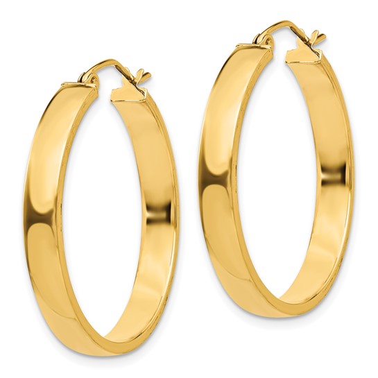 Yellow Gold Polished Tube Square Hoop Earrings