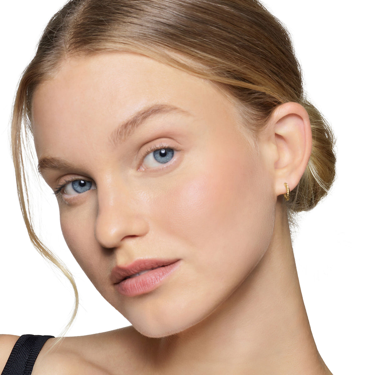 David Yurman Yellow Gold Cable Huggie Hoop Earrings