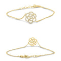 14 Karat Yellow Gold Diamond Flower Bracelet | VMB Jewelers