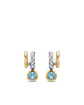 David Yurman Silver and Yellow Gold Two-Row Mercer Sky Blue Topaz Drop Stud Earrings