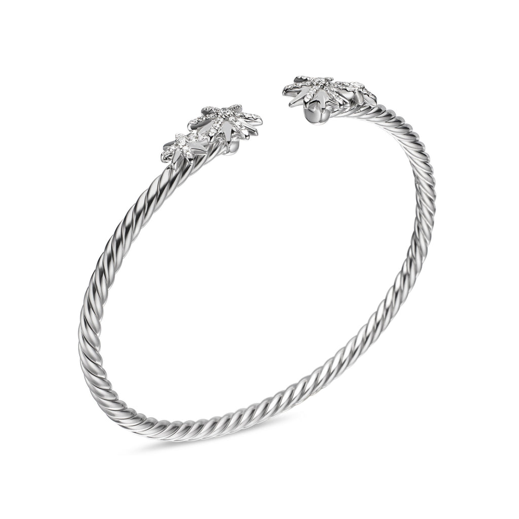 David Yurman Silver Diamond Starburst Cable Bracelet