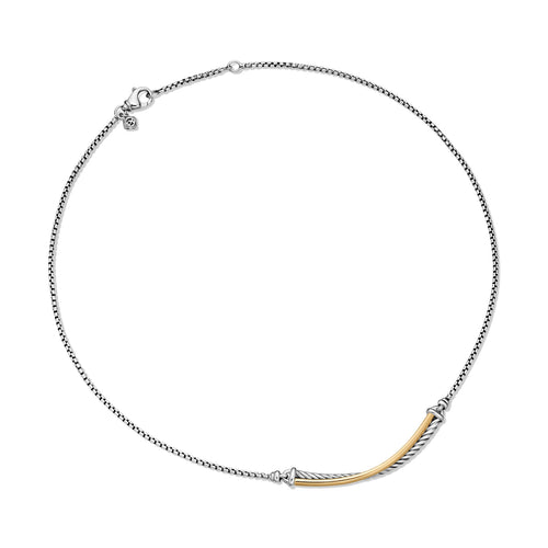 David Yurman Silver and Yellow Gold Crossover Bar Necklace