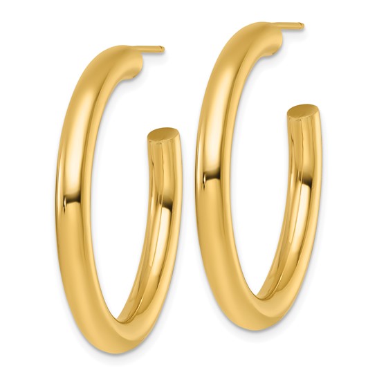Yellow Gold Large Polished Post Hoop Earrings
