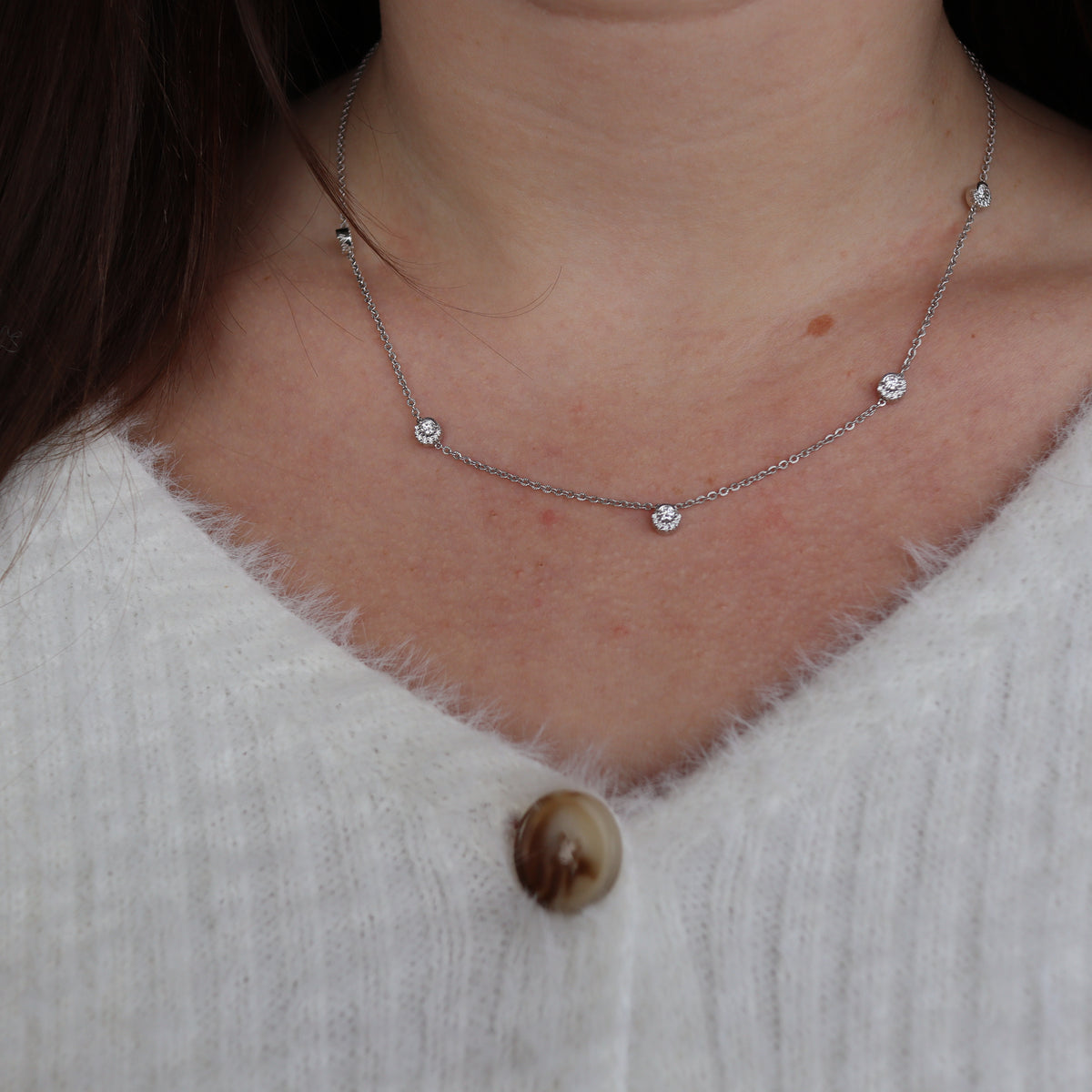 White Gold Devotion Inspire Five Station Diamond Necklace