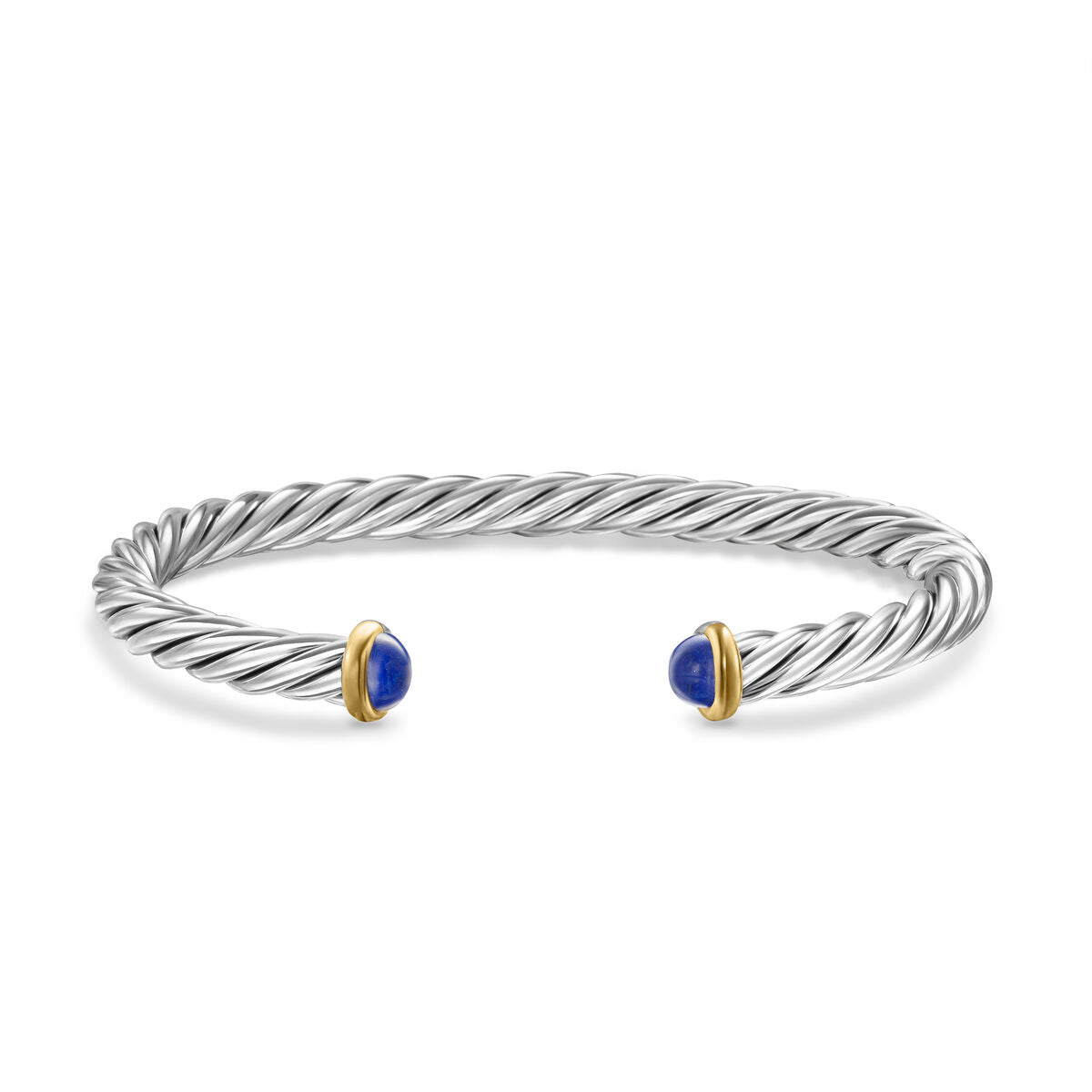 David Yurman Sterling Silver and Yellow Gold Cable Cuff Lapis Lazuli Bracelet