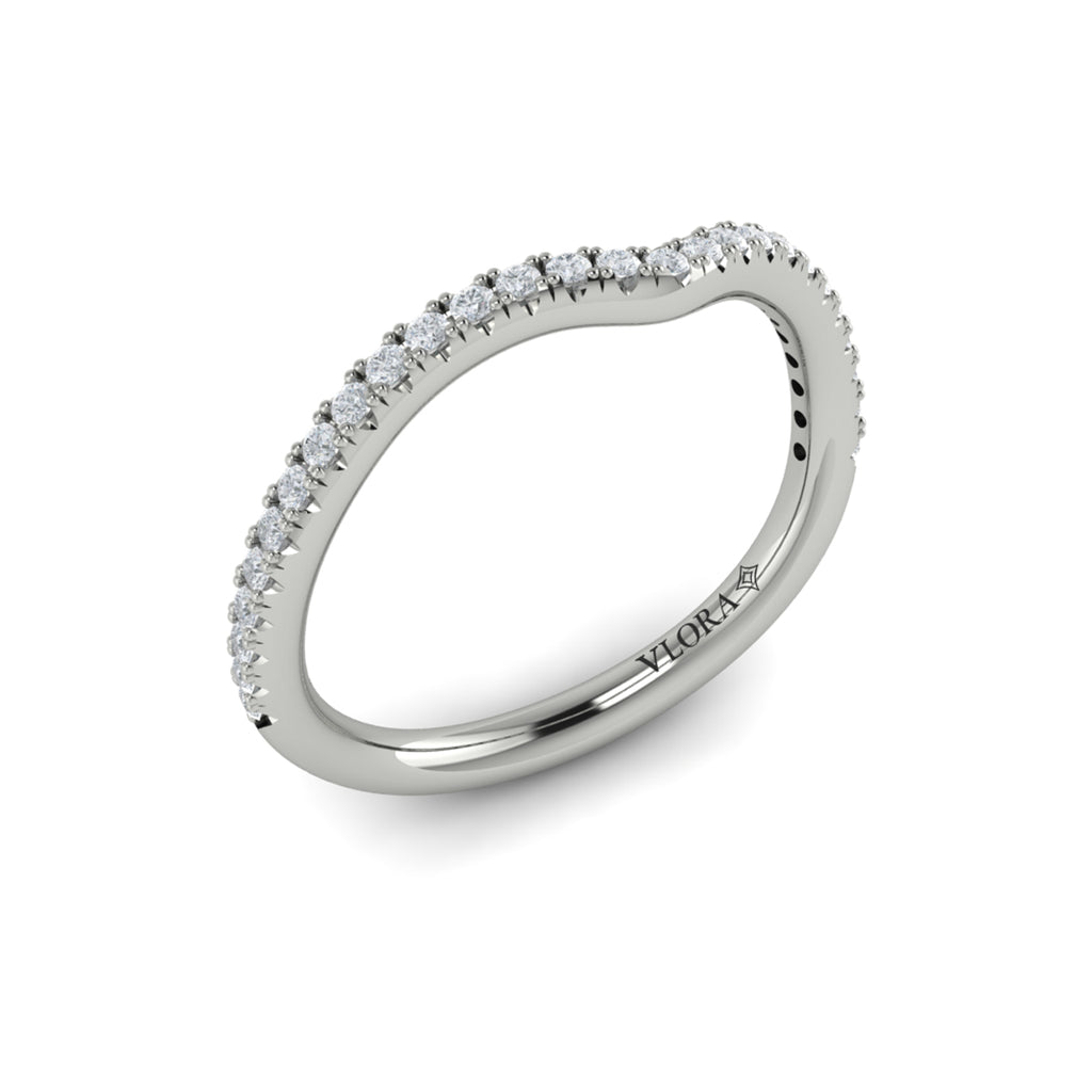 Vlora White Gold V Contour Diamond Wedding Band