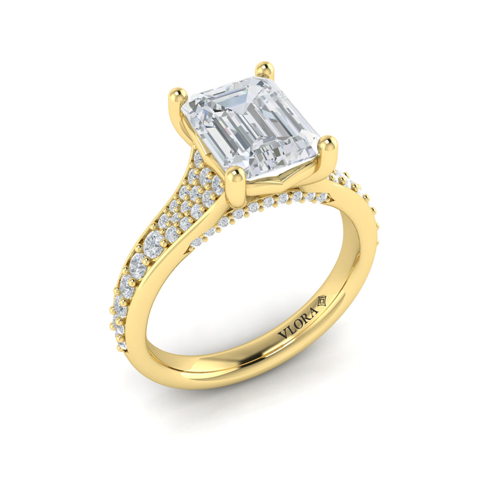 Vlora Yellow Gold Tapered Diamond Channel Band Engagement Ring Mounting