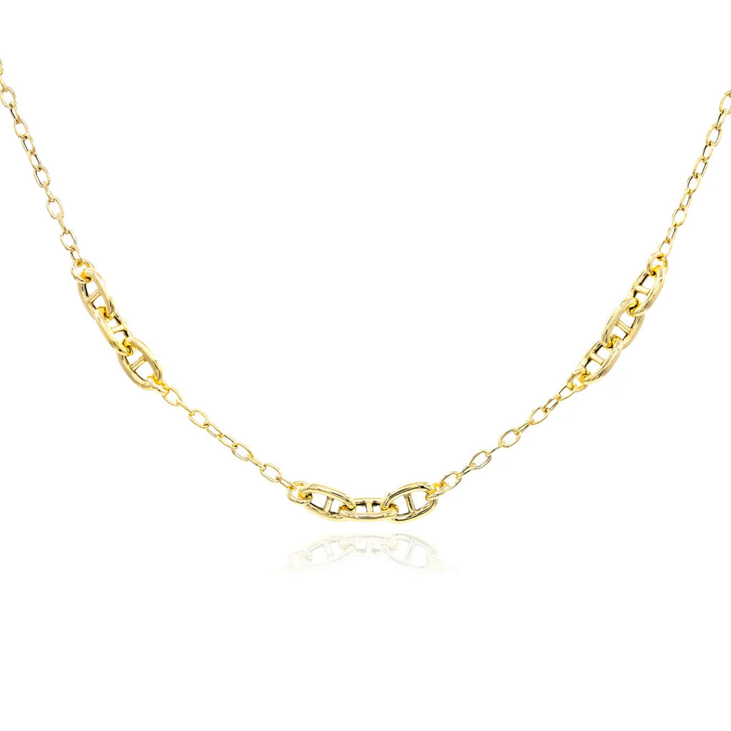 Yellow Gold-Plated Anchor Link Chain Necklace