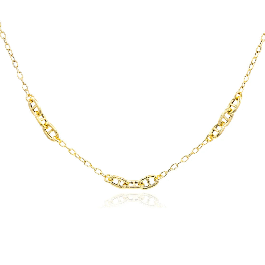 Yellow Gold-Plated Anchor Link Chain Necklace