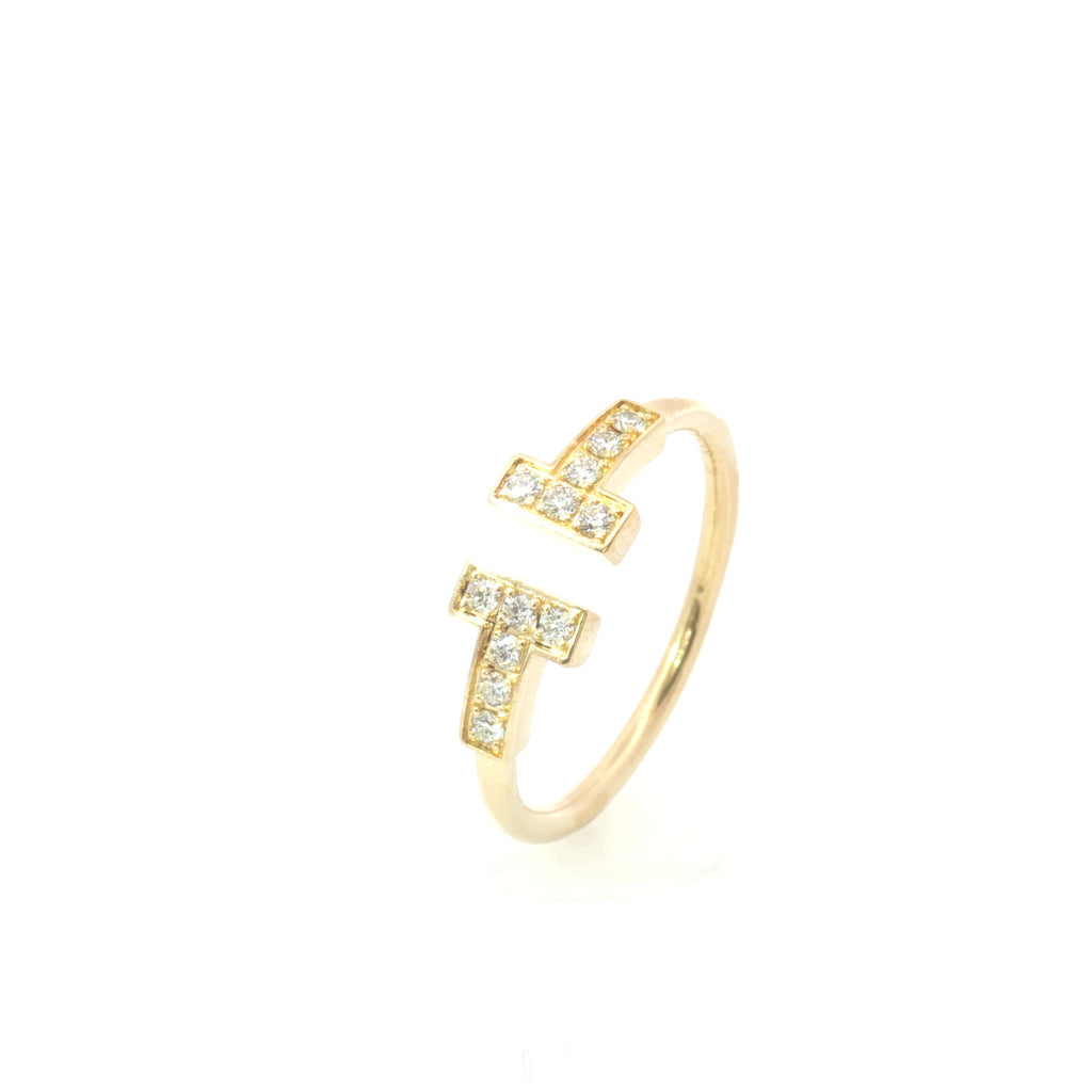 Estate Tiffany Yellow Gold T Diamond Wire Ring