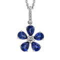 Simon G White Gold Sapphire and Diamond Flower Pendant Necklace