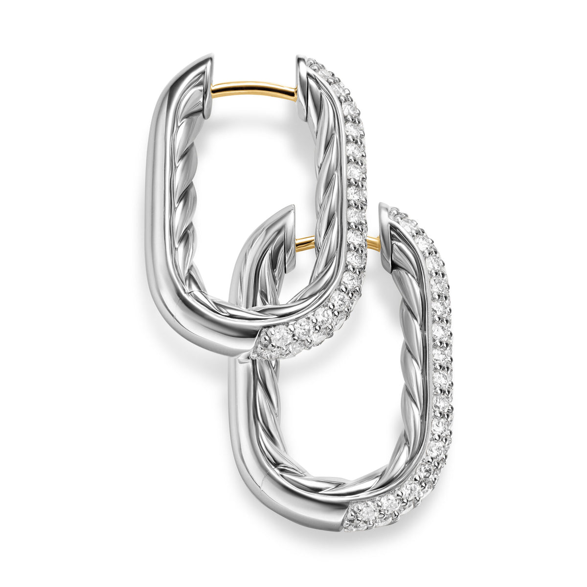 David Yurman Sterling Silver Madison Smooth Diamond Hoop Earrings