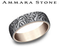 Ammara Stone Rose Gold and Grey Tantalum Mokume Pattern Wedding Band