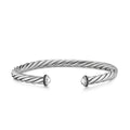 David Yurman Sterling Silver Cable Cuff Bracelet with Black Diamonds