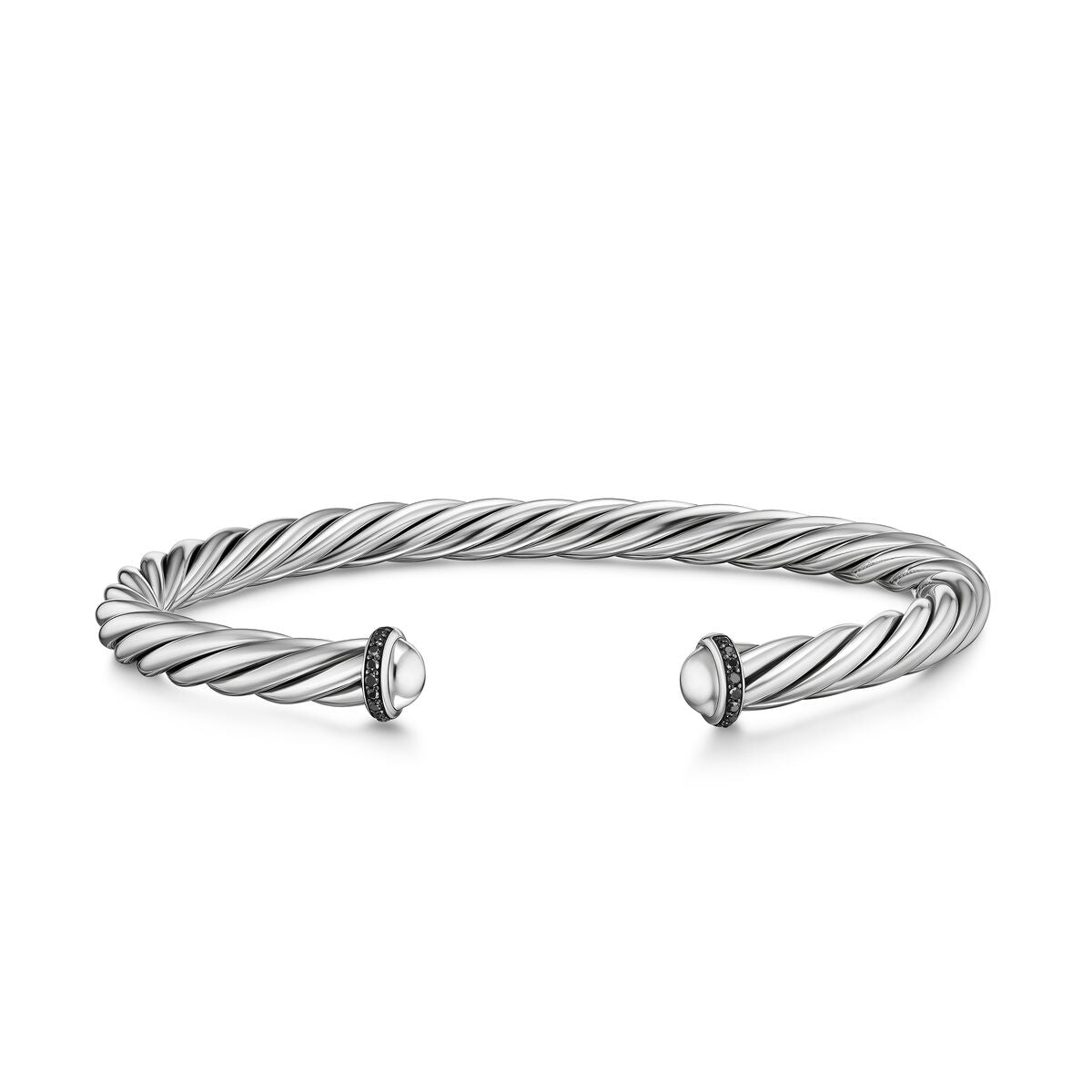 David Yurman Sterling Silver Cable Cuff Bracelet with Black Diamonds