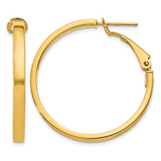 Yellow Gold Polished Square Tube Hoop Earrings