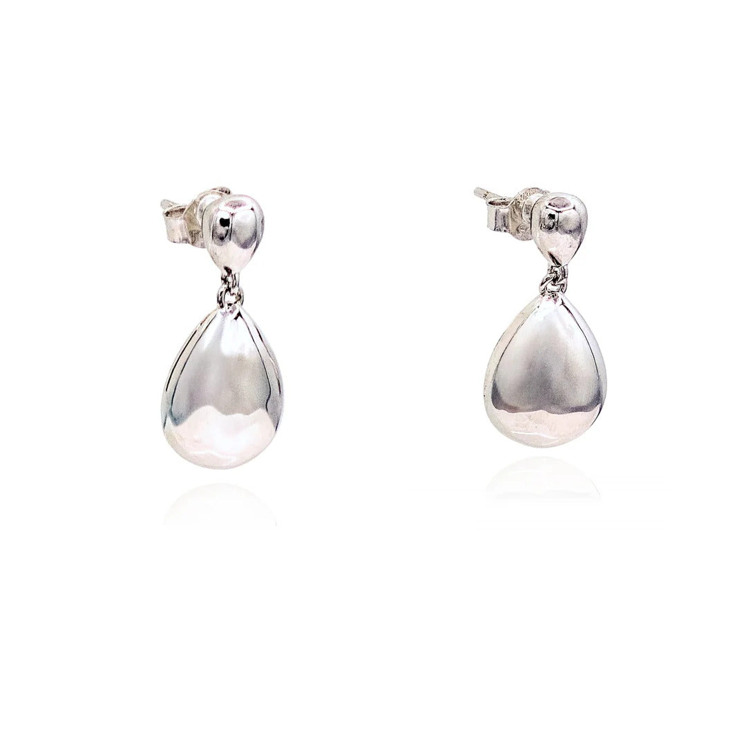 Sterling Silver Double Pear Drop Stud Earrings