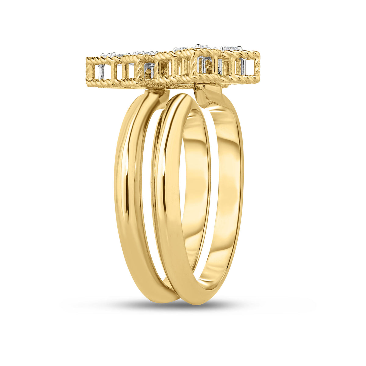 Roberto Coin Yellow Gold Princess Flower Diamond Bypass Ring