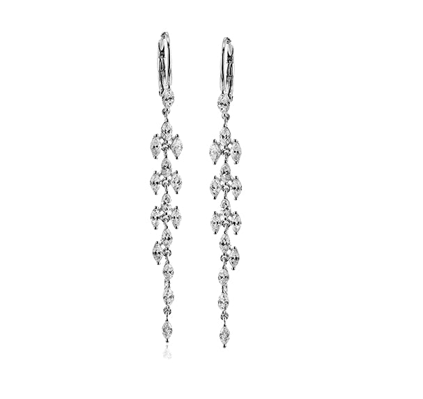 Simon G White Gold Ice Drop Diamond Dangle Earrings