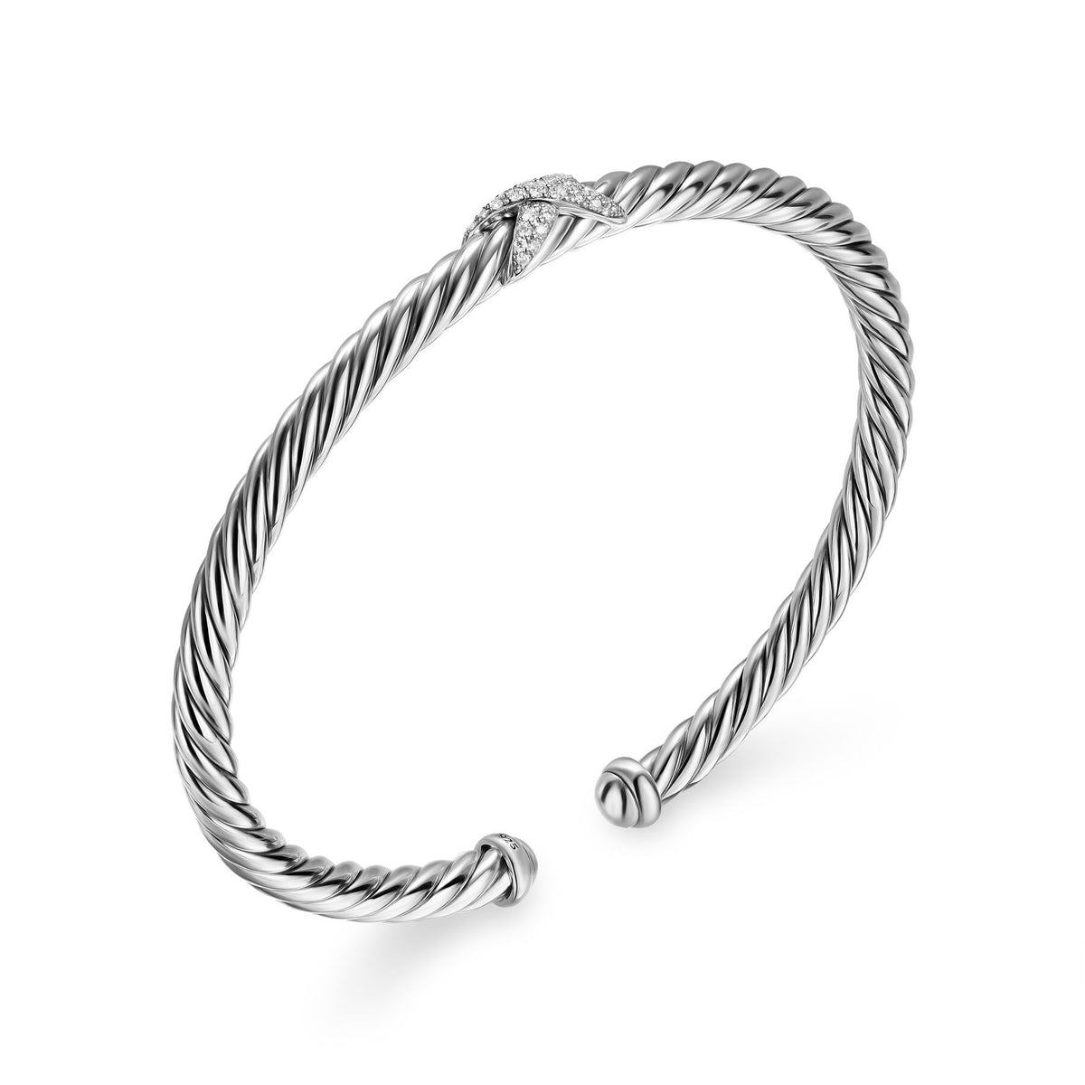 David Yurman Sterling Silver Cable Flex X Diamond Station Bracelet