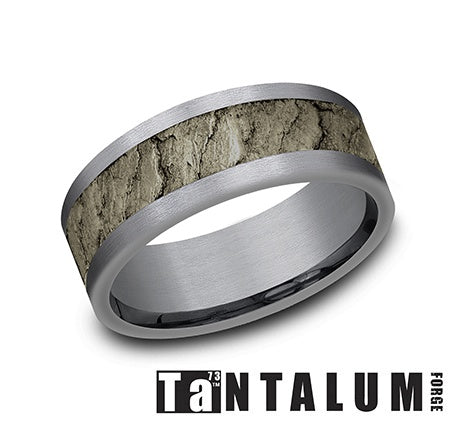 Benchmark 8 mm Gray Tantalum and Lava Rock Center Wedding Band