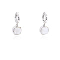Sterling Silver Cushion Moonstone Huggie Hoop Dangle Earrings