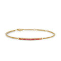 David Yurman Yellow Gold Petite Pave Bar Bracelet with Rubies