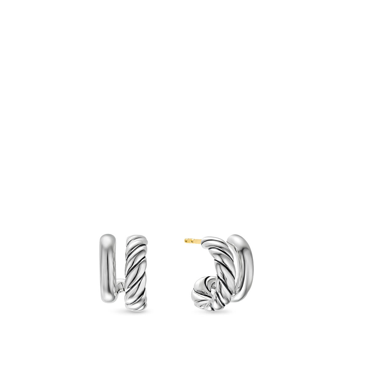 David Yurman Sterling Silver Mercer Double Hoop Huggie Earrings
