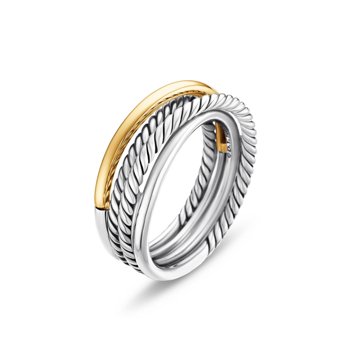 David Yurman Silver and Yellow Gold Small Crossover Ring