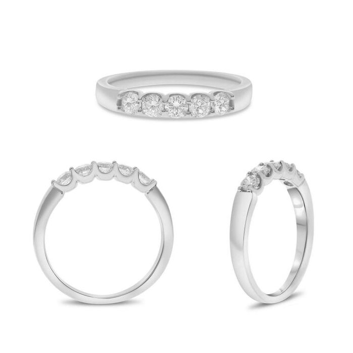 White Gold Half Carat Five Diamond Wedding Band