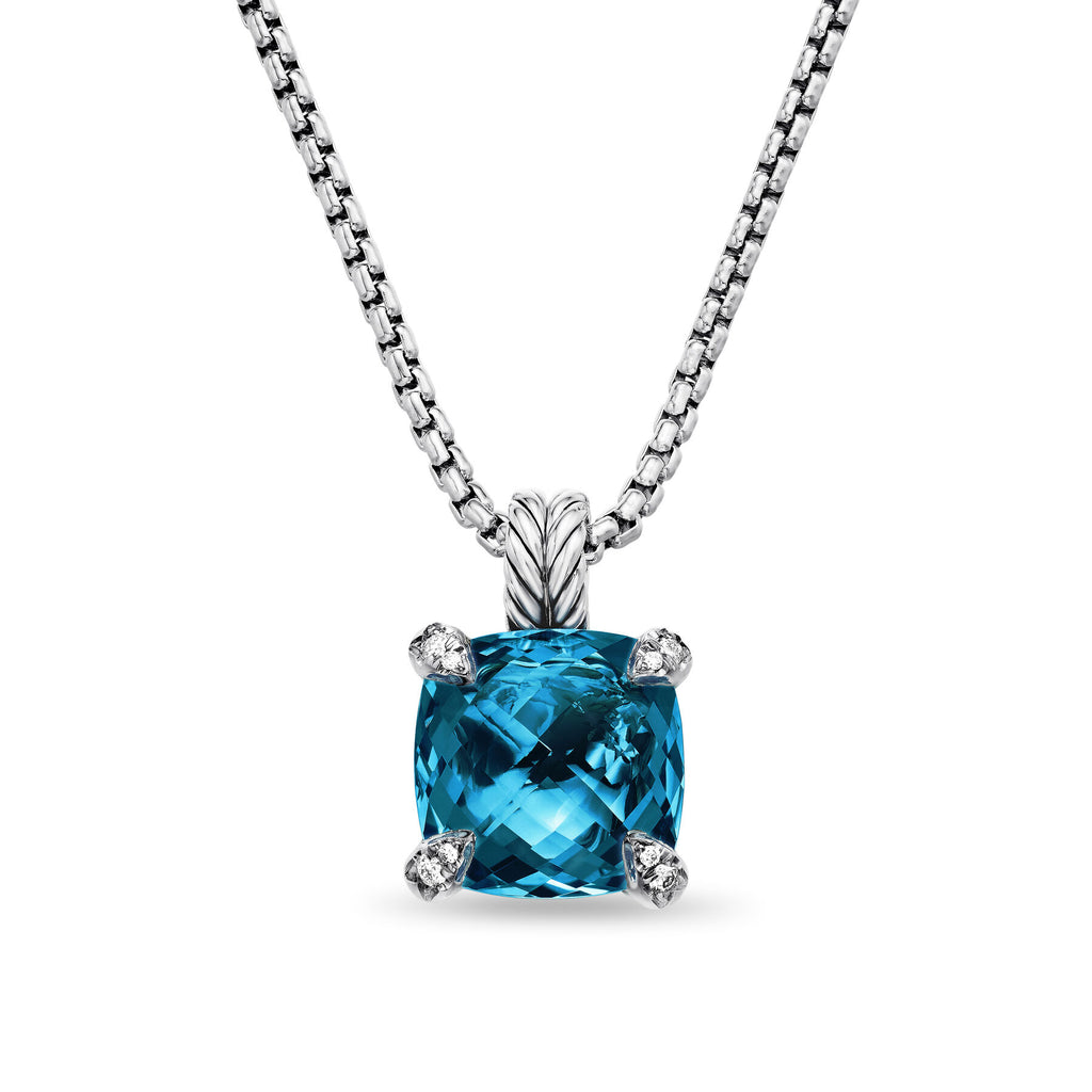 David Yurman Silver Hampton Blue Topaz Chatelaine Necklace