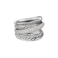 David Yurman Sterling Silver Bold Crossover 5-Row Ring with Diamonds