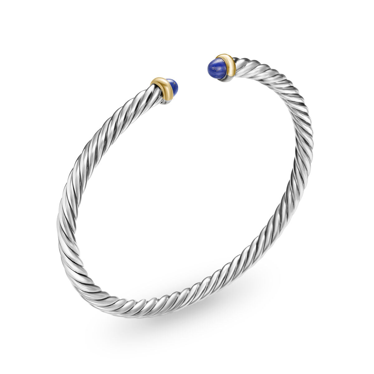 David Yurman Silver and Yellow Gold Cable Flex Lapis Lazuli Bracelet