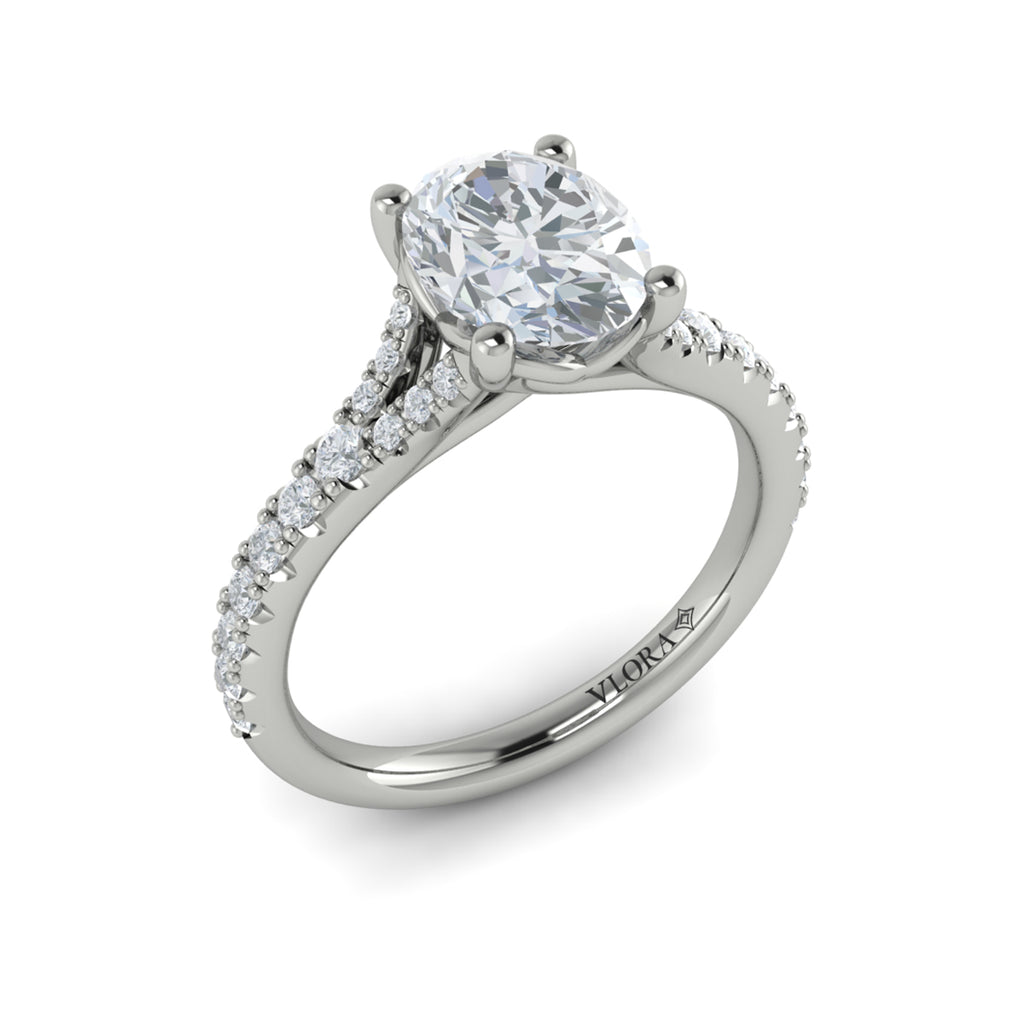 Vlora Diamond Split Shank Cathedral Engagement Ring