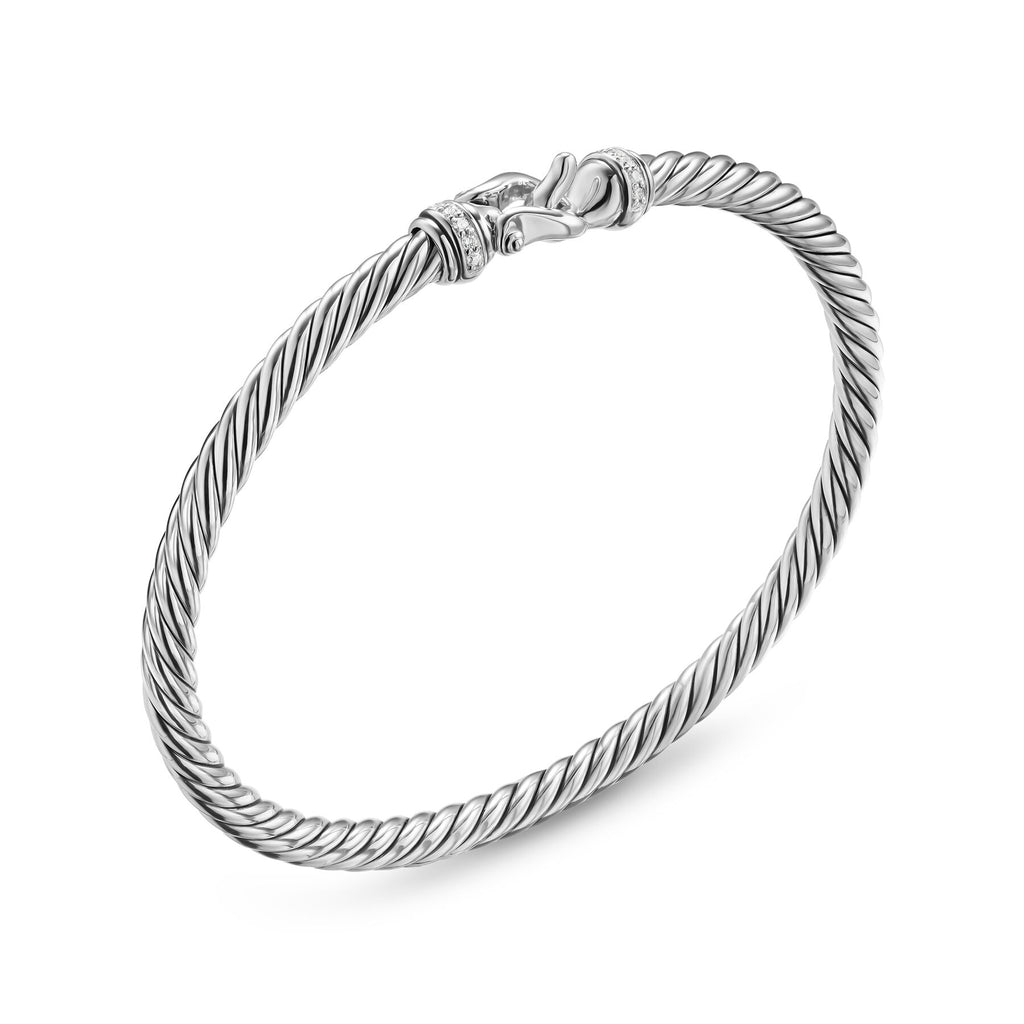 David Yurman Sterling Silver Cable Flex Buckle Bracelet with Diamonds
