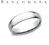 Benchmark White Gold Dome Comfort Fit Wedding Band