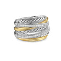 David Yurman Sterling Silver and Yellow Gold 7-Row Crossover Ring