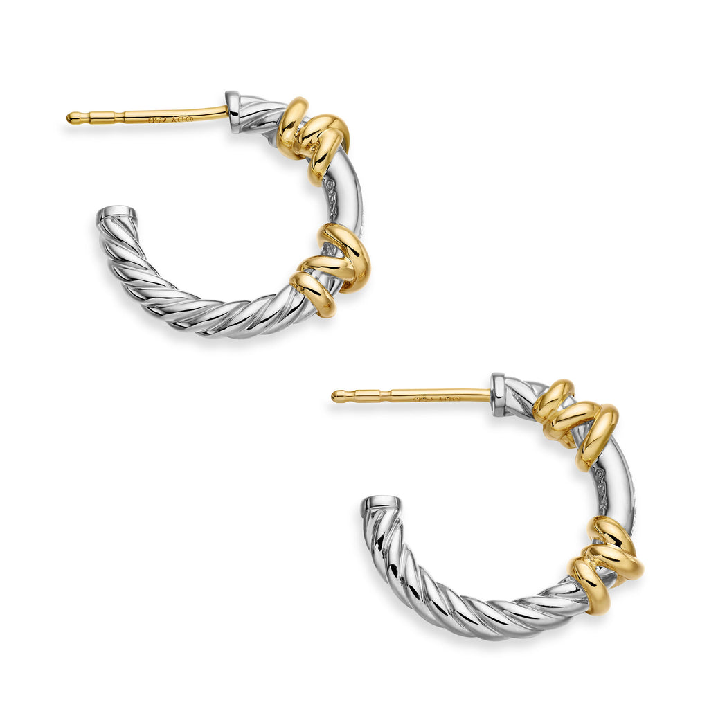 David Yurman Sterling Silver and Yellow Gold Helena Wrap Hoop Earrings