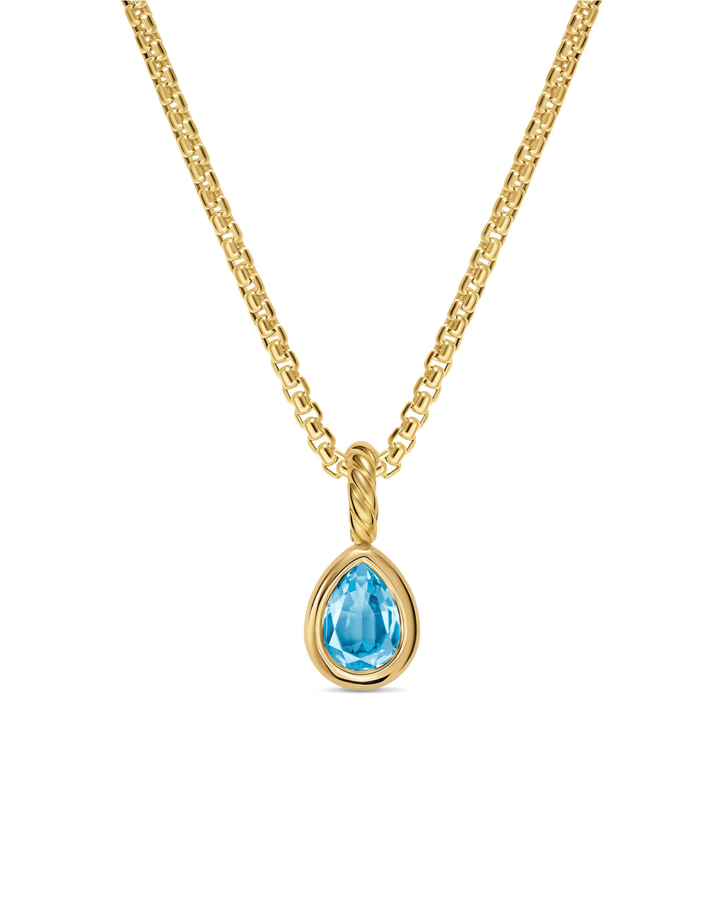 David Yurman 18 Karat Yellow Gold 7 mm Mini Pear Sky Blue Topaz Enhancer